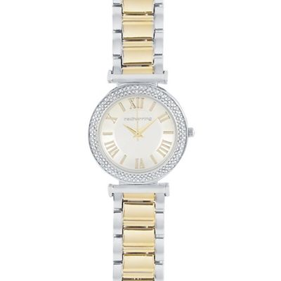 Silver and gold dial two tone bracelet watch